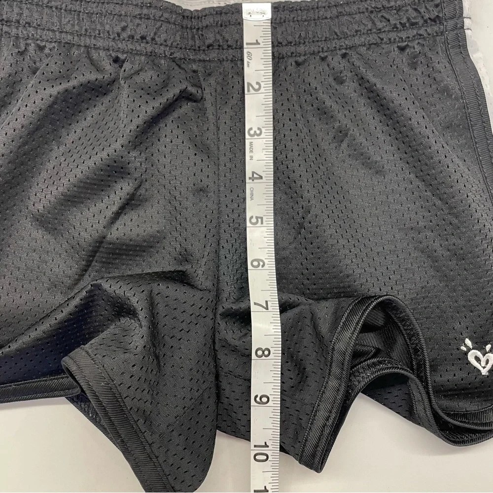 JUSTICE Active Mesh Athletic Shorts Black with White Side Stripes Girls Size 10